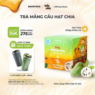 Trà Mãng Cầu Hạt Chia Thanh Nhiệt - Hộp 100g (10 Gói) - Trà Trái Cây Nhiệt Đới Detox Ít Đường Ban Me Gold - Trấy Ni Nì