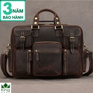 Cặp da công sở Túi Sách Cặp Đựng Laptop - Da bò thật - Da sáp ngựa điên Cao Cấp Bảo Hánh 3 Năm -Đồ Da Kingshop