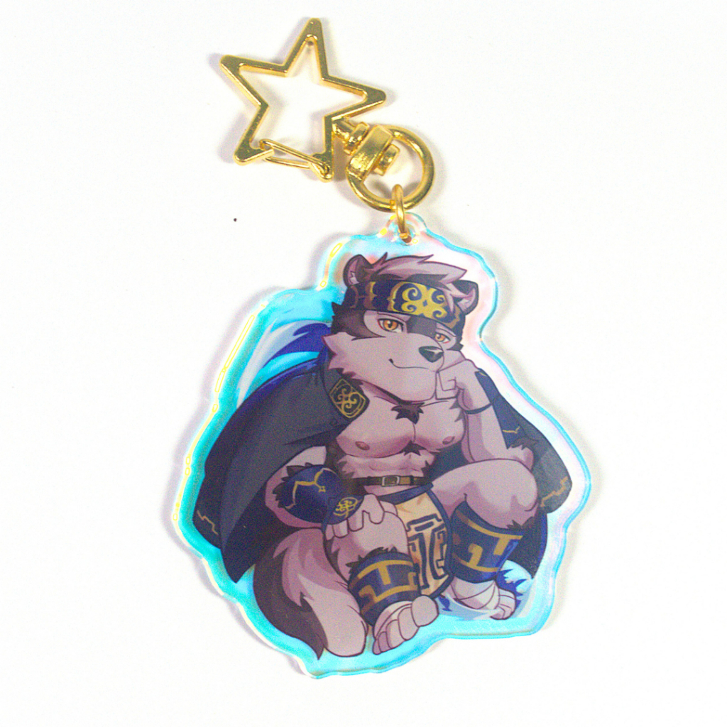 Móc Khóa/Keychain Furry QINGLONG/ KAMUI - Tokyo Afterschool Summoners - Nhựa Mica 6cm (Rainbow / Trơn)