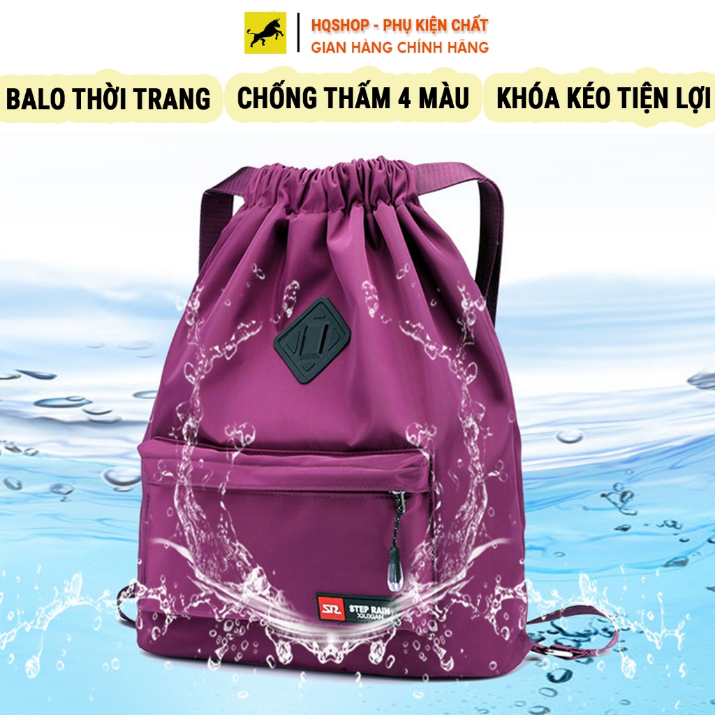 Ba Lô Dây Rút Gấp Gọn Chống Thấm Đa Năng, Balo Dã Ngoại 4 Màu Thời Trang, Dáng Thể Thao Cao Cấp Có Túi Khóa Chống Trộm