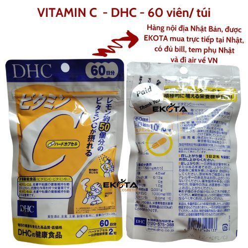 Viên Uống DHC Vitamin C – Bổ Sung Vitamin C & Vitamin B2 Cho Da Sáng Mịn (Gói 60 Ngày)