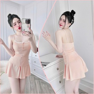 👉👉N hún bèo 👉Sét đồ ngủ 2 dây 👉👉nhún bèo lụa satin 👉👉quần đùi cao cấp đồ bộ dễ thương