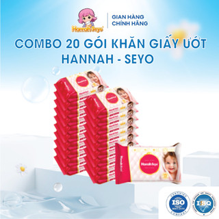 Combo 20 Gói khăn ướt Hannah Seyo (Gói 30 tờ) cao cấp - Dùng được cho mọi loại da