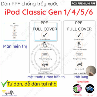 Dán ppf ipod classic gen 1, 2, 3, 4, 5, 6, 7/ ipod u2/ ipod mini loại trong, nhám dành cho màn hình, mặt lưng chuẩn xịn