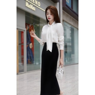 Set Iris phối áo sơ mi lụa cùng chân váy bút chì MyAnn