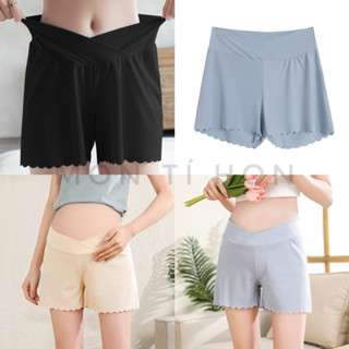  Quần Đùi Váy Bầu Cạp chéo Thun Tăm Lạnh co giãn tốt mềm mịn mát ống rộng chống lộ mặc nhà - Size M L XL XXL 