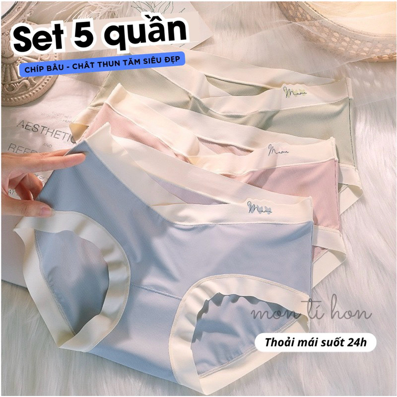  Combo gồm 5 Chiếc Quần Lót Bầu Cạp Chéo Mama | Chất Thun Tăm mềm mát - Size L XL XXL 