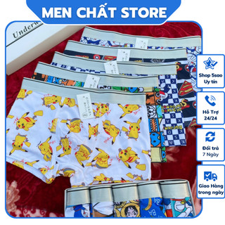  Combo 5 quần sịp đùi nam chất thun lạnh. Sét 5 quần sịp họa tiết hoạt hình dễ thương cá tính. 