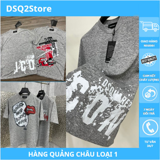 Áo Phông Xám DSQ Thời Trang Hottreand 2024 Họa Tiết In Lưới Toàn Bộ Họa Tiết Siêu Đẹp