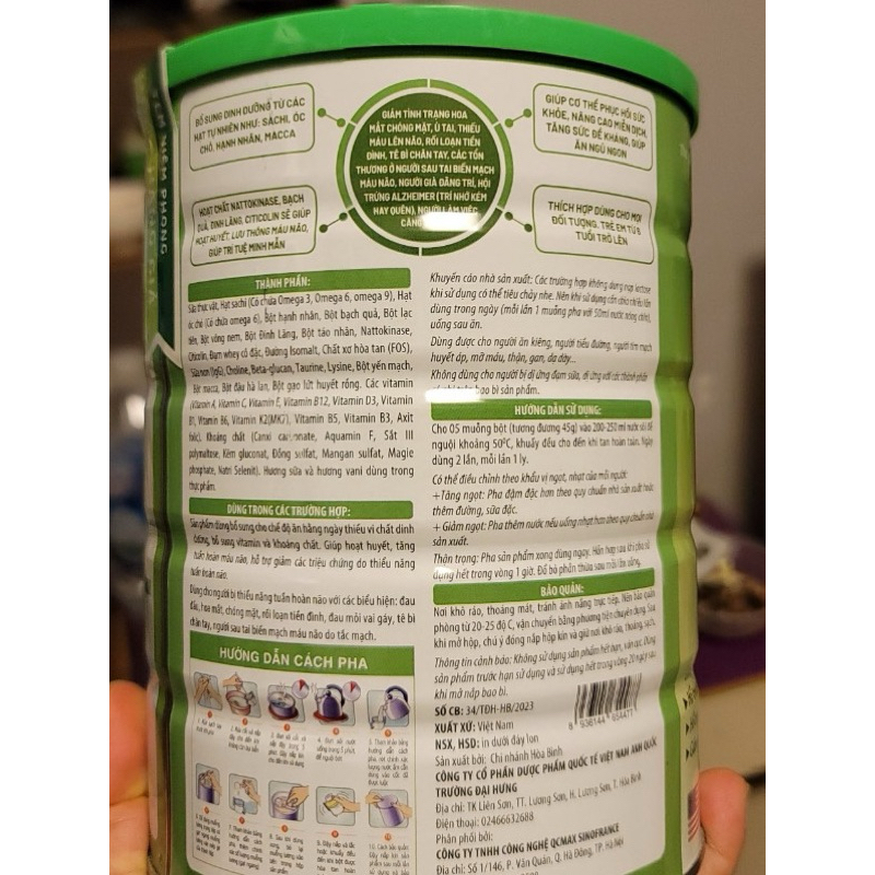 [chính hãng 900g] Sữa Hạt Hoạt Huyết Dưỡng Não Hỗ Trợ Hoạt Huyết, Tăng Cường Tuần Hoàn Máu Não, Giảm Biểu Hiện Đau Đầu