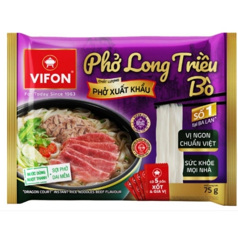 Thùng 18 gói Phở ăn liền Long Triều vifon vị bò gói 75g