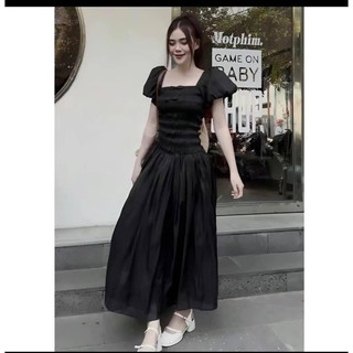 váy tơ nơ tay bồng