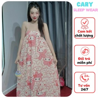 Đầm ngủ dáng dài 2 dây hoạt hình mặc nhà dễ thương CARY