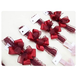 1c Băng đô handmade màu đỏ mận - handmade by Storm Hairbow