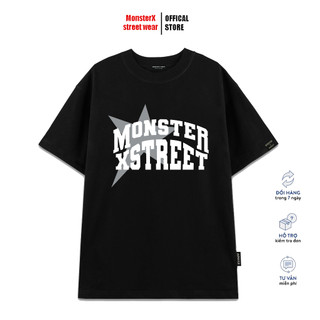 Áo thun unisex MONSTER X STREET Typo Star phông tay lỡ nam nữ form rộng Local Brand