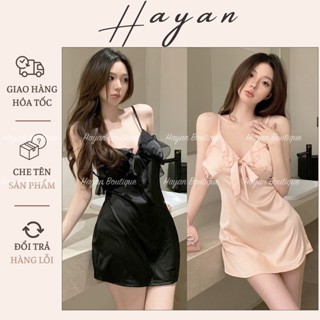 HT91 Váy ngủ sexy lụa phối ren bèo gợi cảm kèm ĐỆM LÓT,đồ ngủ lụa dáng suông sang chảnh HT91