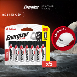 Bộ 5 Vỉ Pin AA Energizer Max E91 BP8+4 - Vỉ 8 tặng 4