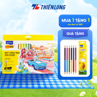 Bút lông màu Fiber Pen 20 màu Pastel Thiên Long Colokit rửa được an toàn sử dụng tô màu, vẽ tranh, calligraphy SWM-C008