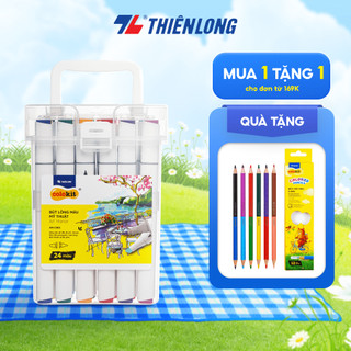 Bút lông màu mỹ thuật, hệ dầu 12/24/36/48 màu Art Marker Thiên Long Colokit - Bút dạ 2 đầu 6mm và 1mm, mực tươi sáng