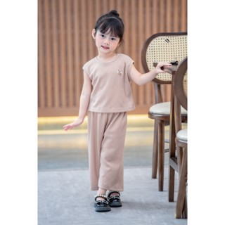 Đồ bộ bé gái mùa hè Anniebaby áo sát nách quần dài chất thun tăm thoáng mát cho bé từ 13 đến 30kg Quần áo trẻ em BD24050