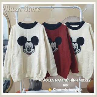 Áo len nam nữ, Áo len hình Mickey phom rộng trẻ trung