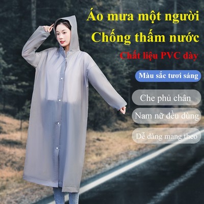 Áo mưa một mảnh MYT Áo mưa trong suốt toàn thân dày dặn chống thấm nước đi mưa đi du lịch dùng một lần cho nam nữ