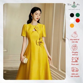Đầm xòe 7 mảnh bông eo, váy xòe thiết kế dự tiệc trung niên, Làm quà tặng mã XÒE X33