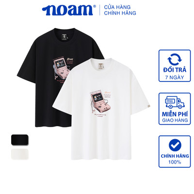 Áo thun Form rộng NOAM Gamez 100% Cotton 280GSM - Màu Đen/ Trắng