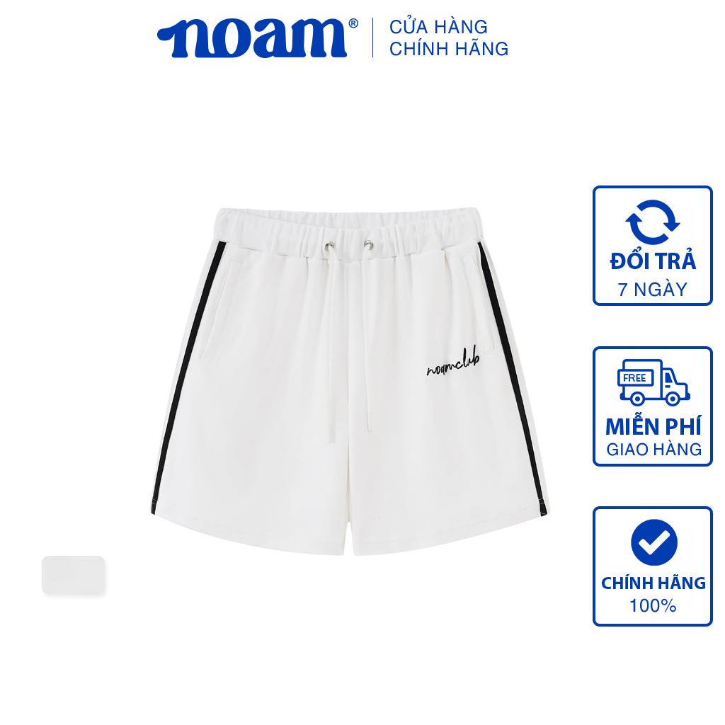 Quần Short Unisex NOAM Basic Vải nỉ mềm mịn - Màu Trắng