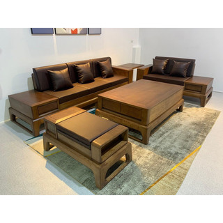 Bộ sofa gỗ sồi 100% hai văng cho phòng khách lớn kiểu dáng hiện đại