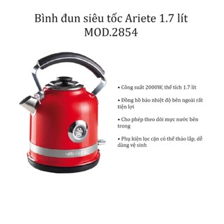 Bình đun siêu tốc ariete 1.7 lít mod.2854