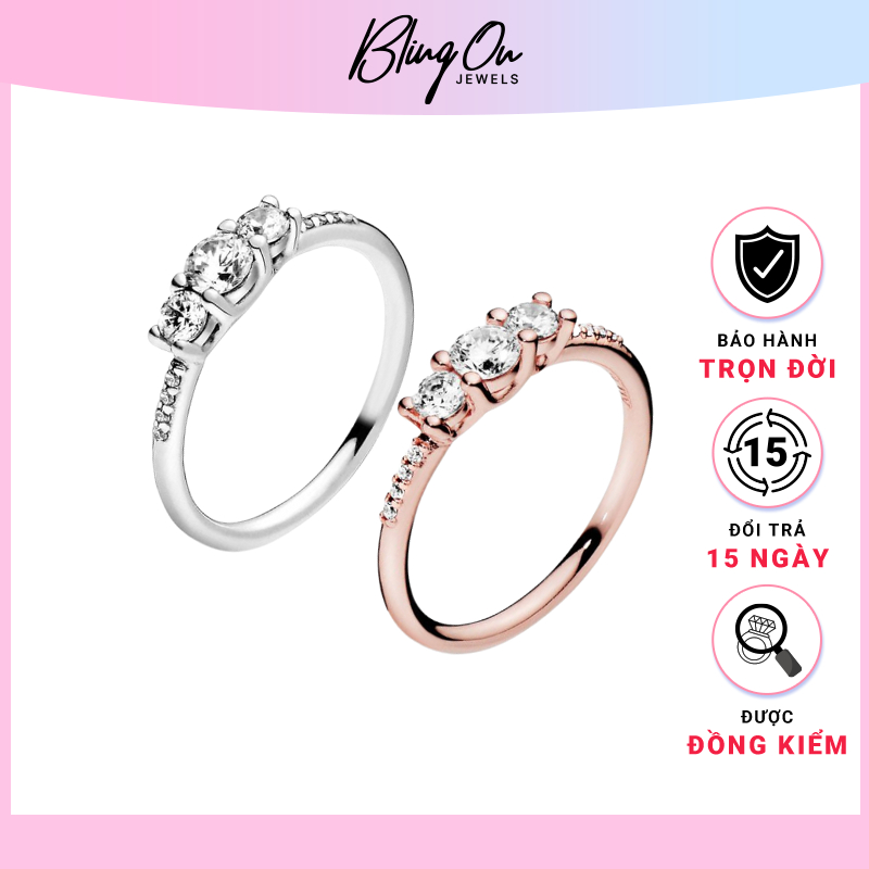 Nhẫn Pandora Clear Three-Stone Ring - Nhẫn 8072 - Giao hàng nhanh