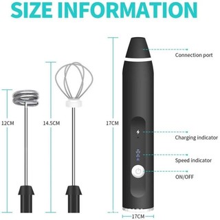 Máy đánh trứng tạo bọt cà phê 2 đầu đánh 3 chế độ sạc USB