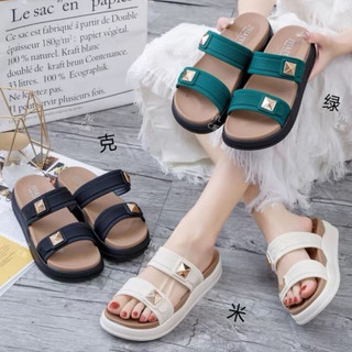 Dép quai ngang nữ hai quai, dép đế cao nữ 2 quai ngang chất liệu cao su - QN03