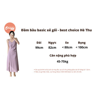 Đầm bầu hai dây 4 mùa, basic dáng A xẻ gối Snugg - SNU2150