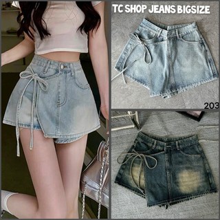 Quần Giả Váy Jeans Nữ Bigsize Lưng Cao Kiểu Dây Rút TCSHOP MS 2033