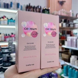 Tinh chất Keratin INEBRYA Ice-Cream Elixir Oil phục hồi tóc hư tổn khô xơ Italy 200ml