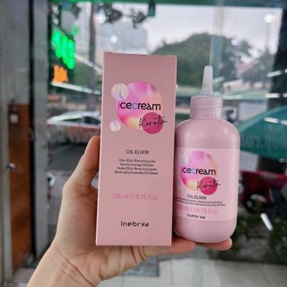 Tinh chất Keratin INEBRYA Ice-Cream Elixir Oil phục hồi tóc hư tổn khô xơ Italy 200ml