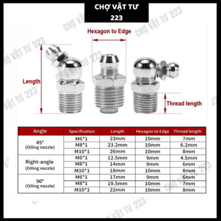 🎁 Vú mỡ M6 M8 M10 M12 - Thẳng/Cong 45/Cong 90