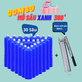 Combo 30 chai mỡ sâu chịu nhiệt 380 độ - mỡ bôi trơn đóng chai siêu bám dính kháng nước - tặng 01 bơm mỡ sâu 900cc