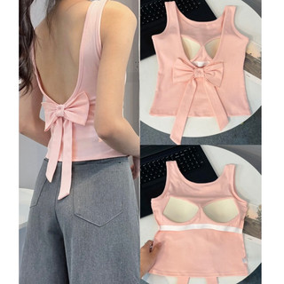 Áo hở lưng ba lỗ có đệm sẵn áo thắt nơ xinh xắn AD09 áo kiểu xinh xắn