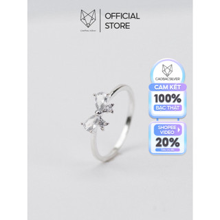 Nhẫn Nữ Bạc Ta CaoBac Silver Mặt Nhẫn Đính Đá Hoạ Tiết Hình Nơ Đính Đá Xinh Xắn Nhẫn Nơ Hợp Làm Quà Tặng Bạn Nữ