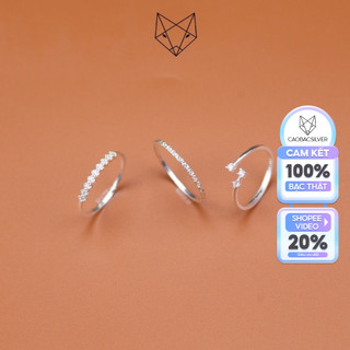 Bộ Set Combo 3 Nhẫn Bạc Ta S925 CaoBac Silver Basic Đính Đá Đơn Giản Nhẹ Nhàng Dành Cho Bạn Nữ Hằng Ngày