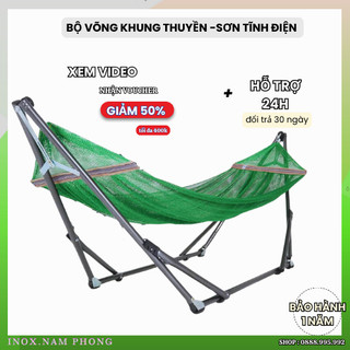 võng xếp sơn tĩnh điện cỡ người lớn gấp gọn cao cấp kèm lưới võng NP06