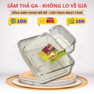 Rổ lưới inox 304 đựng thức ăn chiên ráo dày dặn cao cấp vành rổ rất chắn chắn
