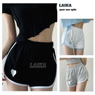 Quần short thời trang nữ - Quần cộc cạp chun, phối màu viền, in hình trái tim, phong cách thể thao mới - LAIKA QS05