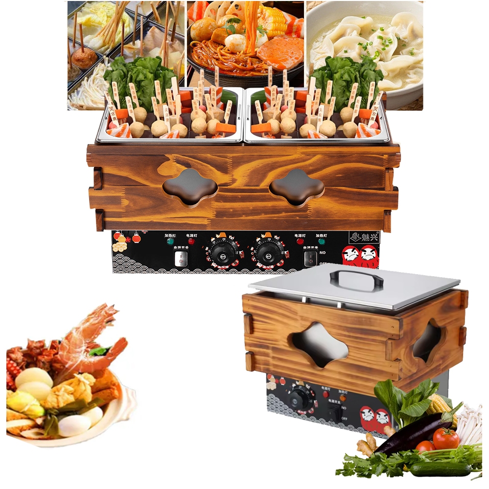 Nồi lẩu oden loại đôi 18 ngăn, nồi lẩu xiên que tự chọn kiểu Nhật, lẩu tokbokki [BH 12 Tháng]