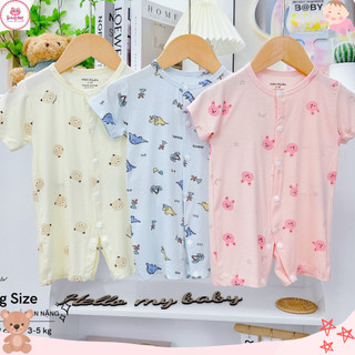 Bộ body cộc tay sơ sinh 0-9 tháng HN KIDS chất thun lạnh peptit nền màu hoạ tiết thoáng mát