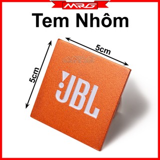Tem jbl nhôm màu cam 5x5cm, giá 1 chiếc.