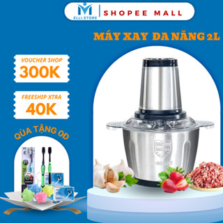 Máy Xay Thịt Đa Năng  Melli Cối Xay Inox 304 2L Công Suất 250W, 4 Lưỡi Dao Xay Thịt Cá, Rau Củ, Xay Sinh Tố
